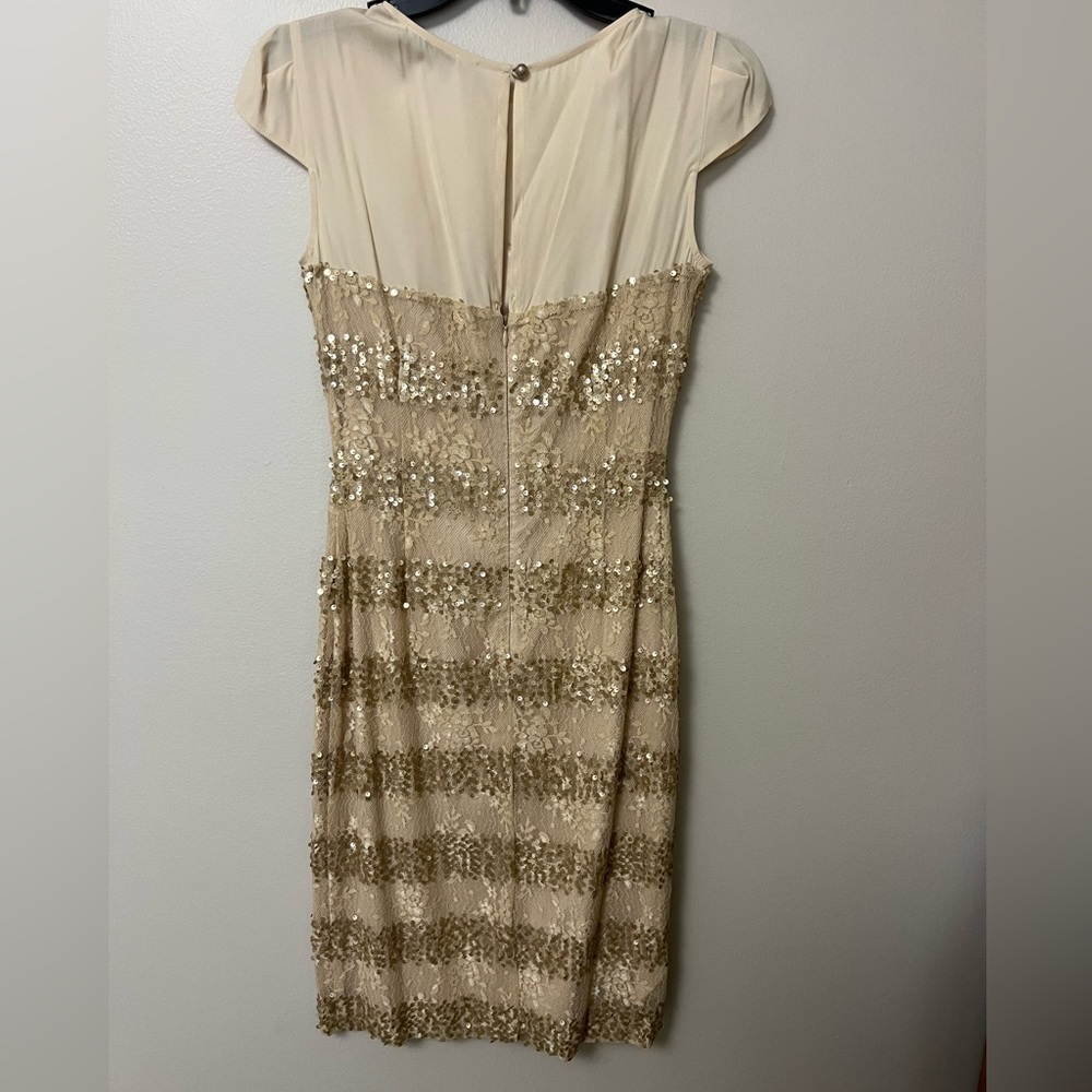 Antonio Melani sequin and silk blend knee length Dress with Flutter Cap Sleeves - Picture 3 of 8